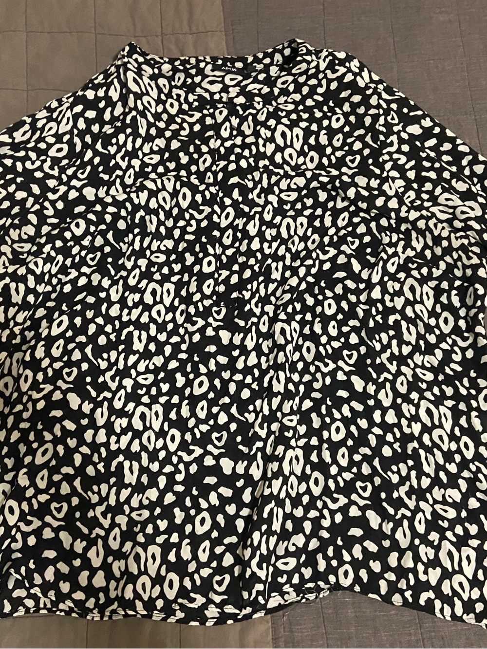 Black & White Leopard Print Long-Sleeve Blouse Apt 9 3x
